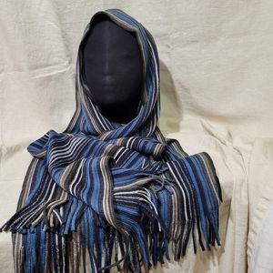 Fraas Acrylic Blue/Grey/Black Striped Scarf